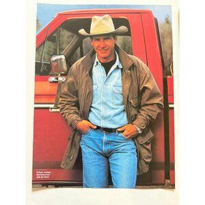 Vintage 1990 Harrison Ford with his Ford Cowboy Fashion Advertisement Print Ad